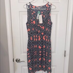 Collective Concepts Navy and Coral Midi Dress